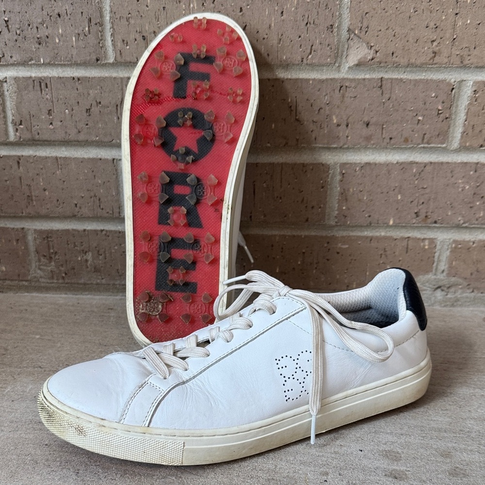 G/Fore mens 9 white solid leather low top sneaker style hybrid golf shoes
